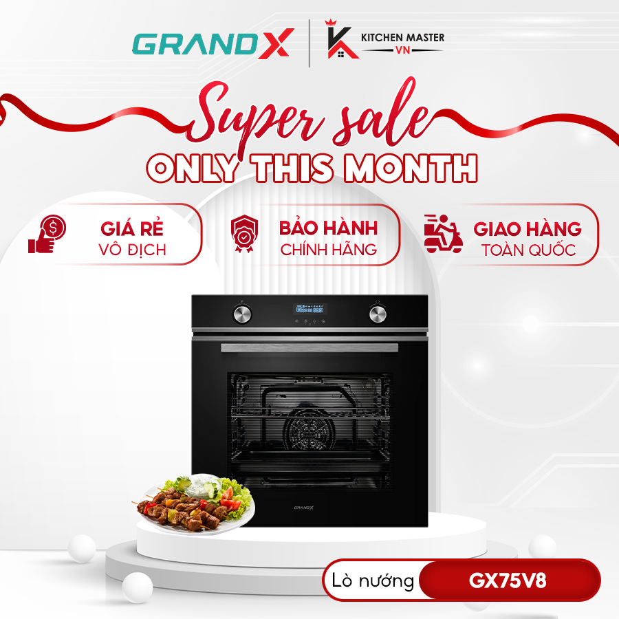 Lò nướng âm tủ GrandX GX75V8 - Thiết kế sang trọng, tối giản