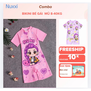 [10-40kg] Bộ bơi bé gái RUNI màu hồng cao cấp chất dày dặn cho bé đi biển đi bơi