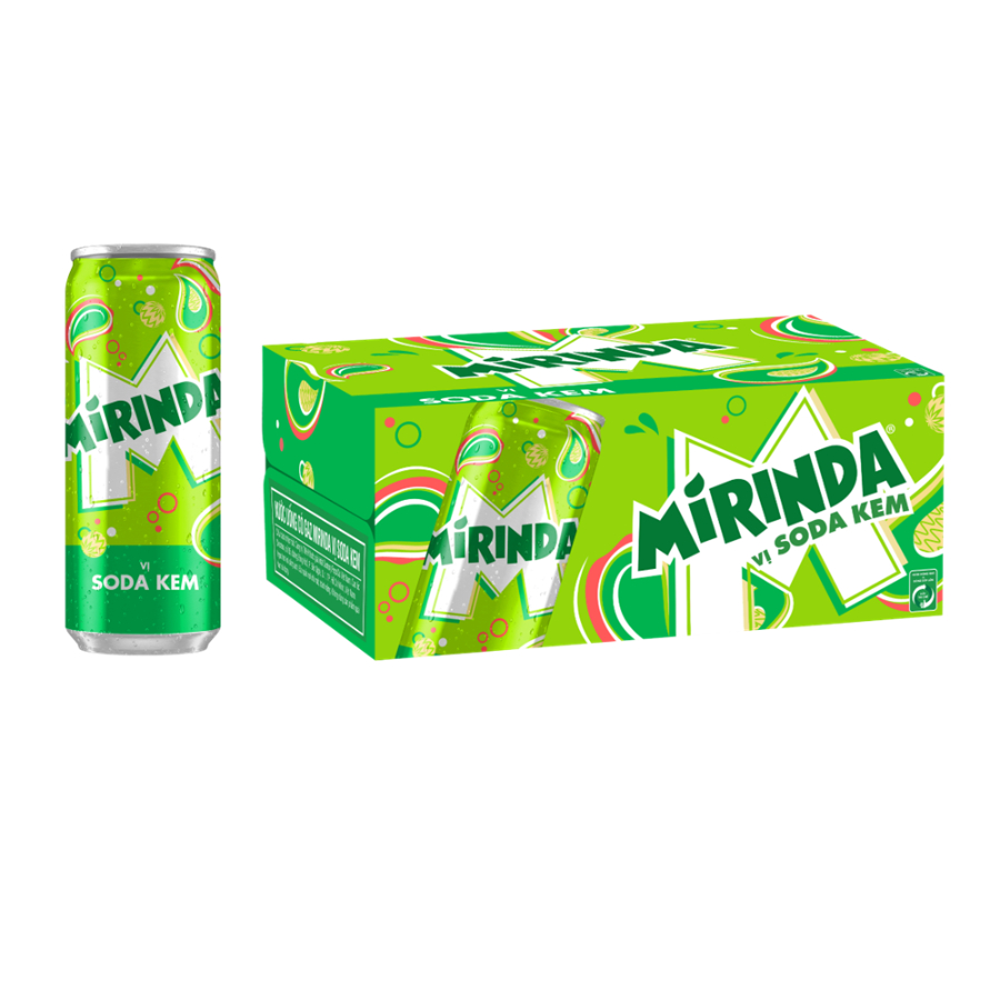 Thùng 24 lon Nước ngọt Mirinda Soda Kem/ Xá Xị/ Cam/ Vị Dứa  320ml
