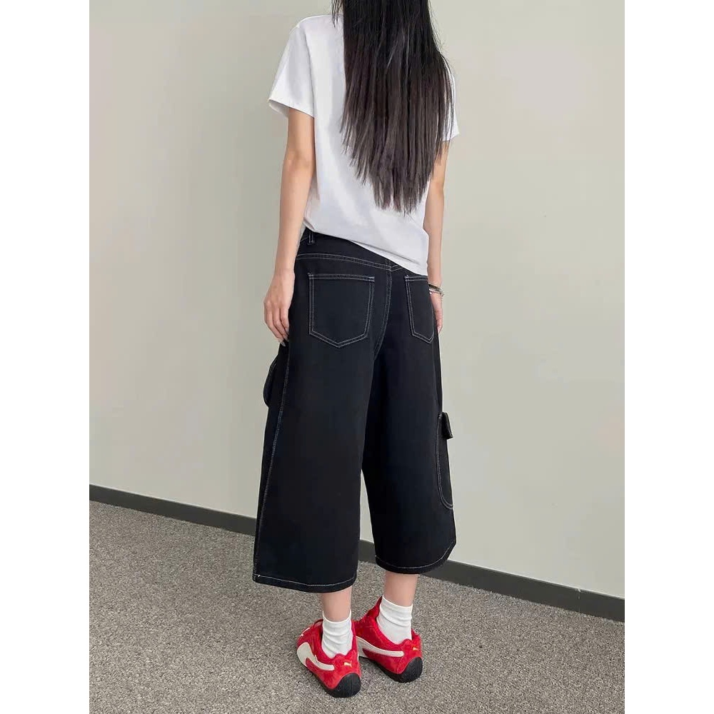 Quần jean nữ dáng lửng ống rộng Saramia quần bò ngố vải denim dài qua gối trend 2026 form retro S11 | BigBuy360 - bigbuy360.vn