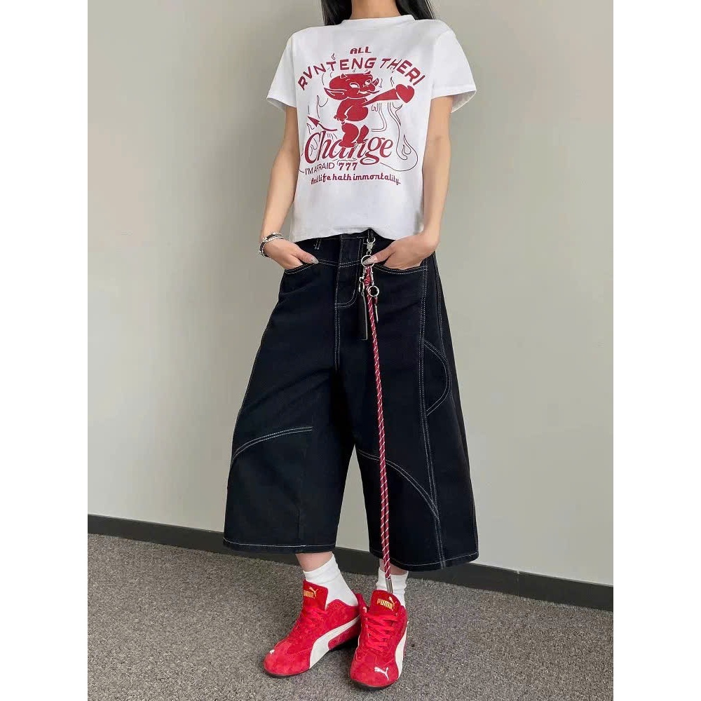 Quần jean nữ dáng lửng ống rộng Saramia quần bò ngố vải denim dài qua gối trend 2026 form retro S11 | BigBuy360 - bigbuy360.vn