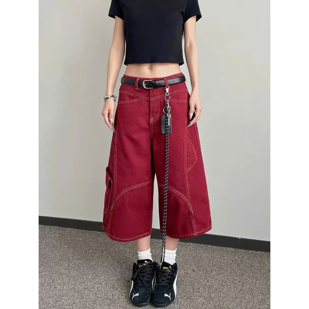 Quần jean nữ dáng lửng ống rộng Saramia quần bò ngố vải denim dài qua gối trend 2026 form retro S11 | BigBuy360 - bigbuy360.vn
