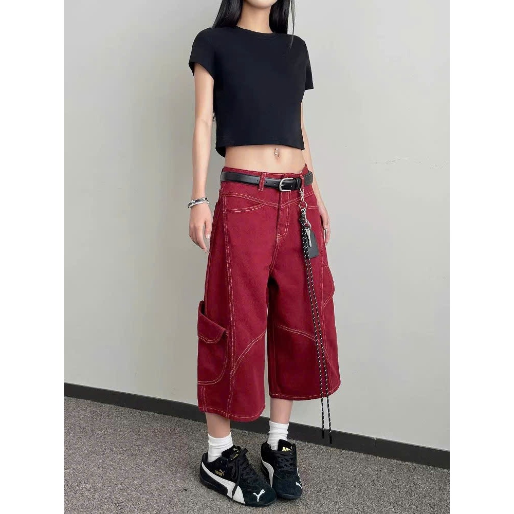 Quần jean nữ dáng lửng ống rộng Saramia quần bò ngố vải denim dài qua gối trend 2026 form retro S11 | BigBuy360 - bigbuy360.vn