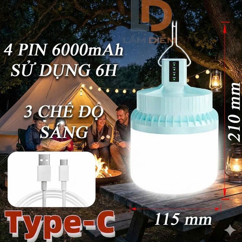 ĐÈN LED SẠC TÍCH ĐIỆN SIÊU SÁNG 516 TẶNG KÈM 2 PN VÀ CỐC SẠC - 996 - 995