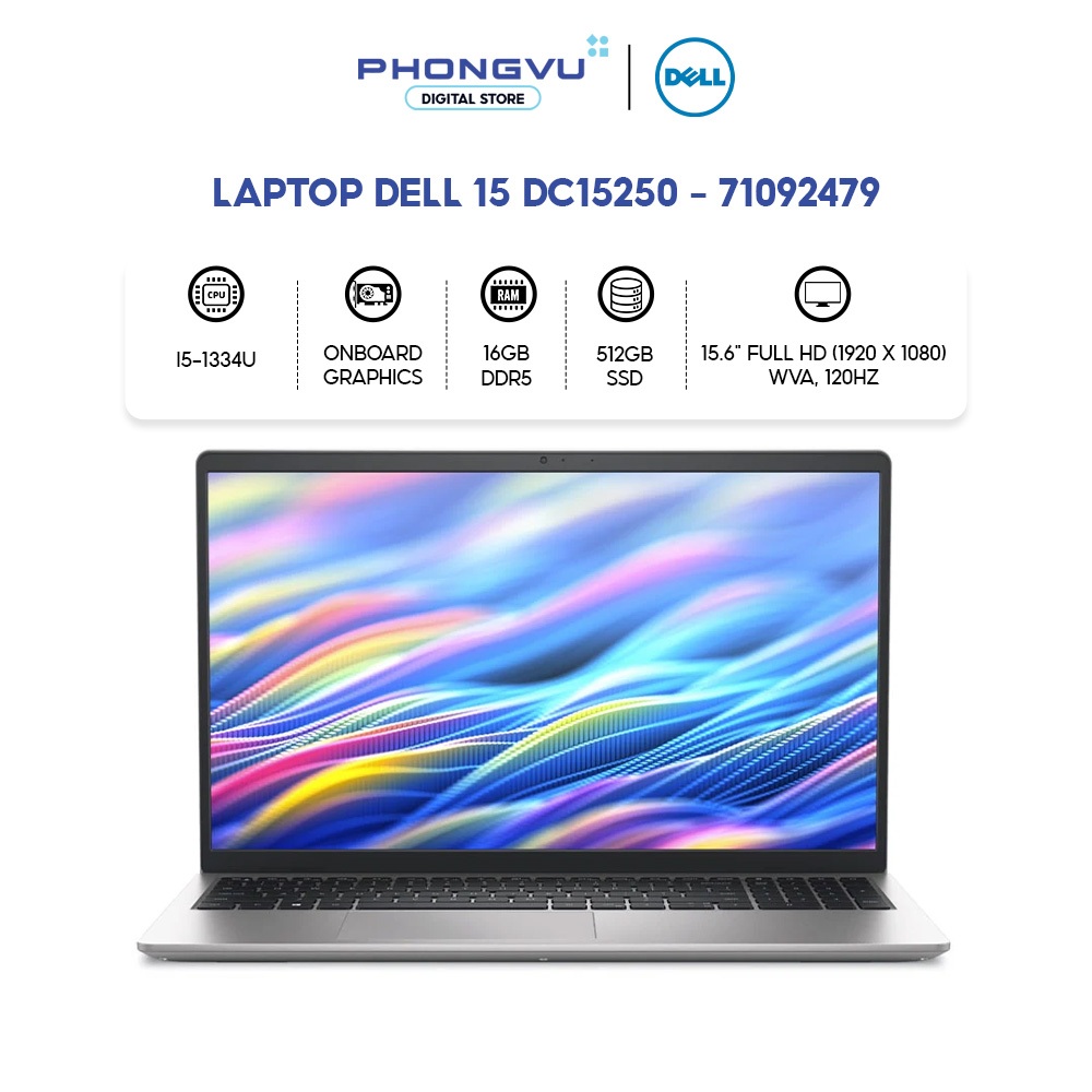 Laptop Dell 15 DC15250 - 71092479 (i5-1334U/ 16GB/ 512GB/ Windows 11 Home + Office + Microsoft) - Bả