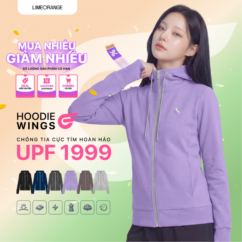 [2026] Áo Khoác Nữ Cotton Chống Nắng Chống UV Nữ LIME ORANGE Hoodie Wings OO26027101 | BigBuy360 - bigbuy360.vn