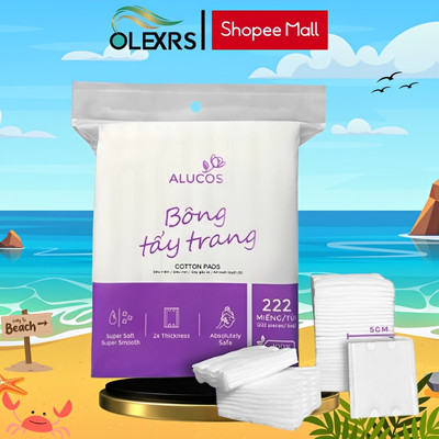 Bông Tẩy Trang Alucos 3 Lớp Mềm Mịn, Thấm Hút Tốt Túi 222 Miếng