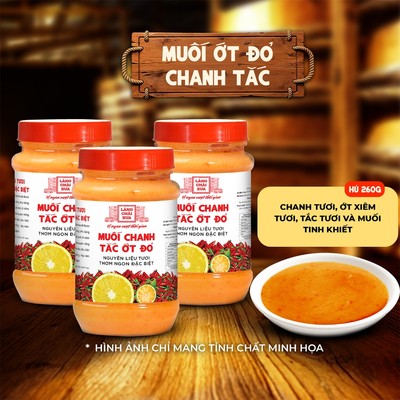 [Combo 3 hủ] Muối ớt đỏ chanh tắc Làng Chài Xưa 260g nguyên liệu tươi đặc biệt chấm nhiều món