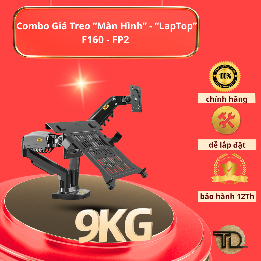 Bộ Tay Treo Màn Hình Kép North Bayou F160 + Khay Đỡ Laptop FP2 - Hàng Chính Hãng, Chịu Lực Tốt