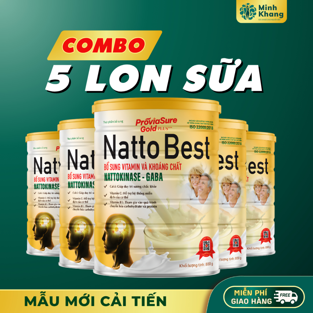 [Combo 5 Lon] Sữa Bột Sụn Cá Mập Natto Best Bổ Não, Giúp Cải Thiện Sức Khoẻ Giảm Tê Bì Tay Chân