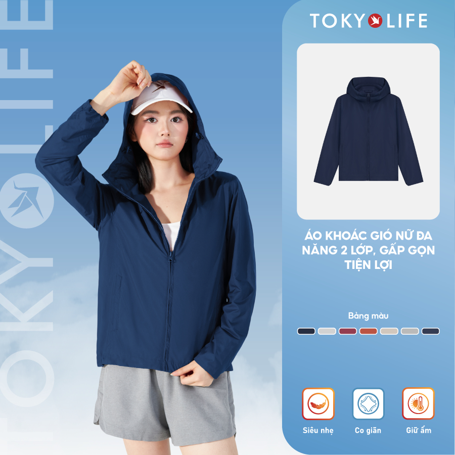 Áo khoác gió nữ đa năng 2 lớp gấp gọn tiện lợi TOKYOLIFE phong cách thiết kế thời trang mỏng nhẹ dễ phối đồ 40002362 | BigBuy360 - bigbuy360.vn