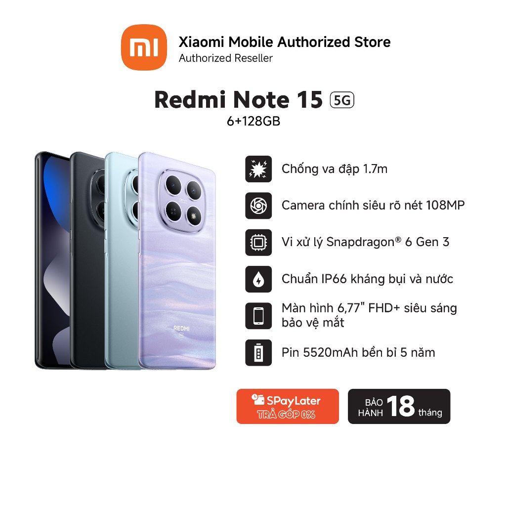 [Livestream] Điện thoại Redmi Note 15 5G (6+128GB) | Màn hình 6,77" FHD+ | Snapdragon® 6 Gen 3 | Camera nét 108MP | BigBuy360 - bigbuy360.vn