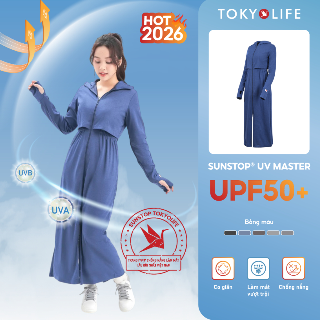 Áo khoác chống nắng NỮ SunStop Master chống tia UV dáng dài thoáng mát tối ưu TOKYOLIFE 40000096