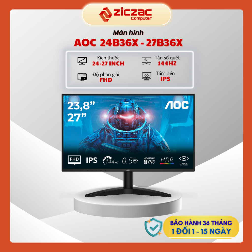 [Hỏa tốc] Màn hình AOC 24B36X - 27B36X 24-27inch 144hz IPS FHD 0.5ms Viền mỏng - Chính hãng
