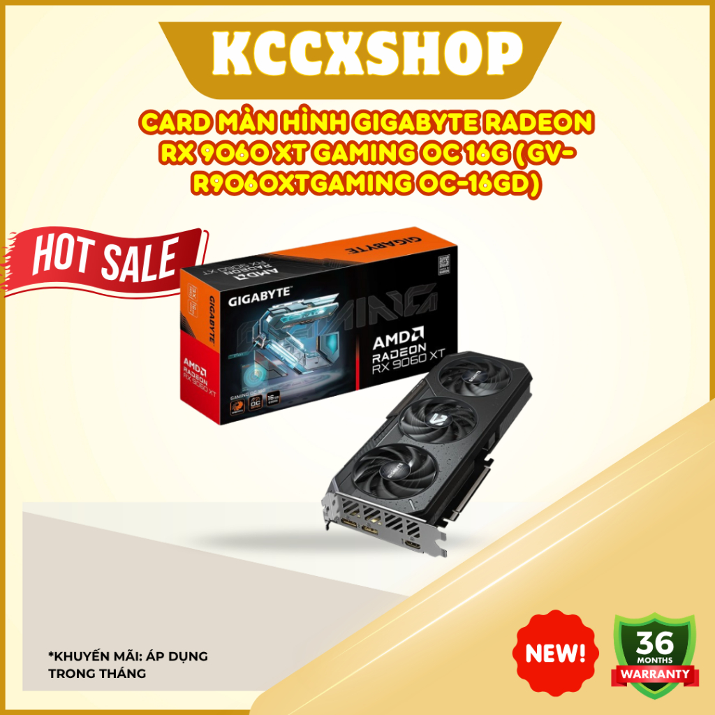 Card màn hình Gigabyte Radeon RX 9060 XT GAMING OC 16G (GV-R9060XTGAMING OC-16GD) - Chính hãng