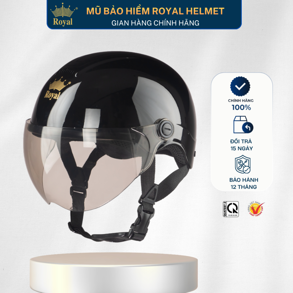 Mũ Bảo Hiểm Royal Chính Hãng M103K Có Kính Bảo Hành 12 Tháng