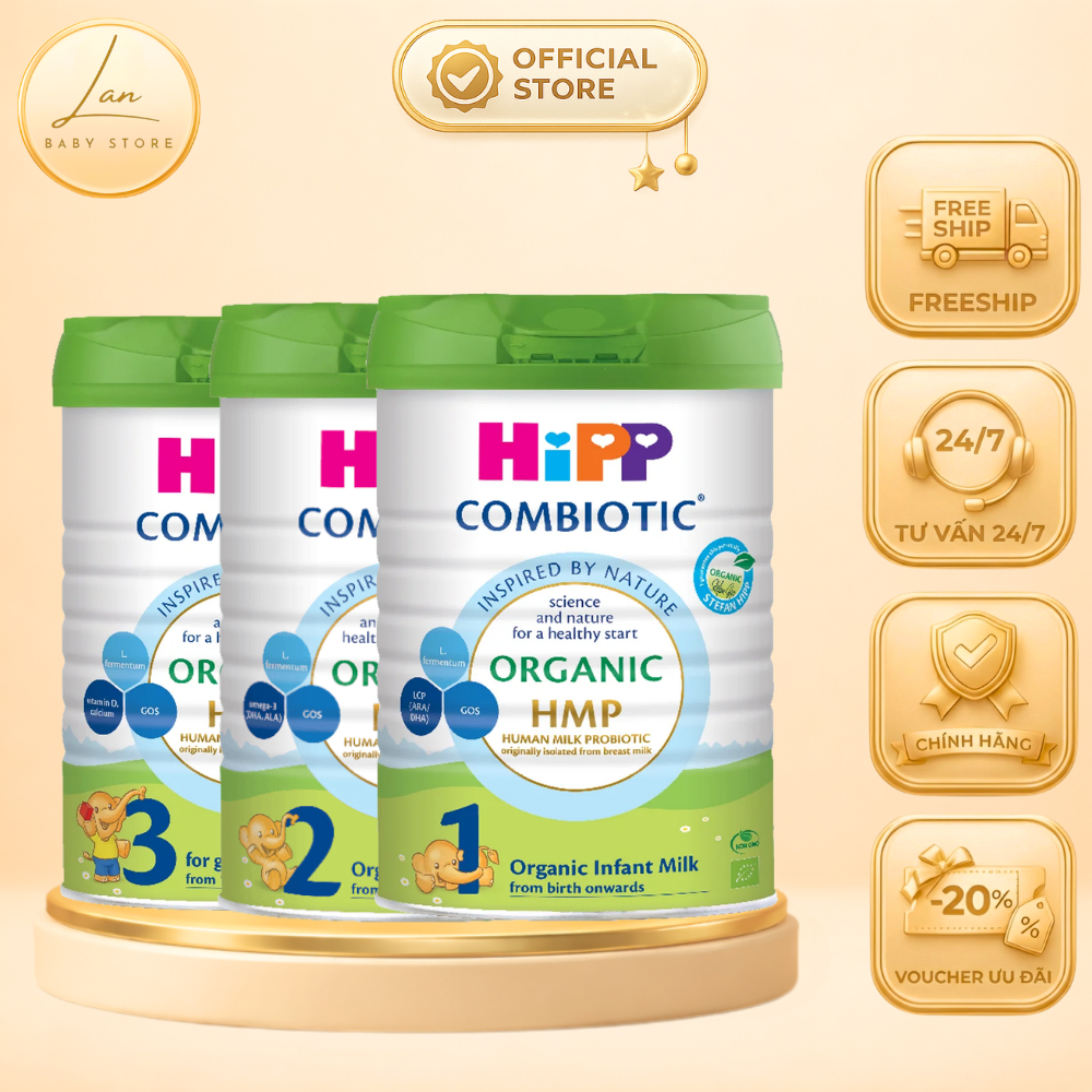 [DEAL HỜI CÓ HẠN] Sữa Hipp Bò Organic Combiotic Số 1 2 3 Lon 800g Tiêu Hóa Khỏe Cho Trẻ Lớn Nhanh