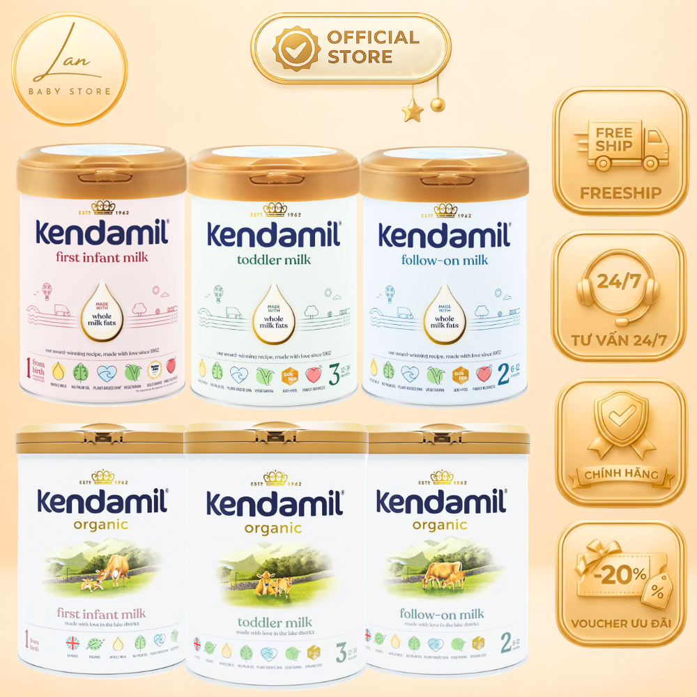 [RẺ NHẤT SÀN-DATE XA] Sữa Công Thức Nguyên Kem Kendamil Organic Classic Đạm A2 Số 1 2 3 Lon 800g Bé Dễ Tiêu Hóa