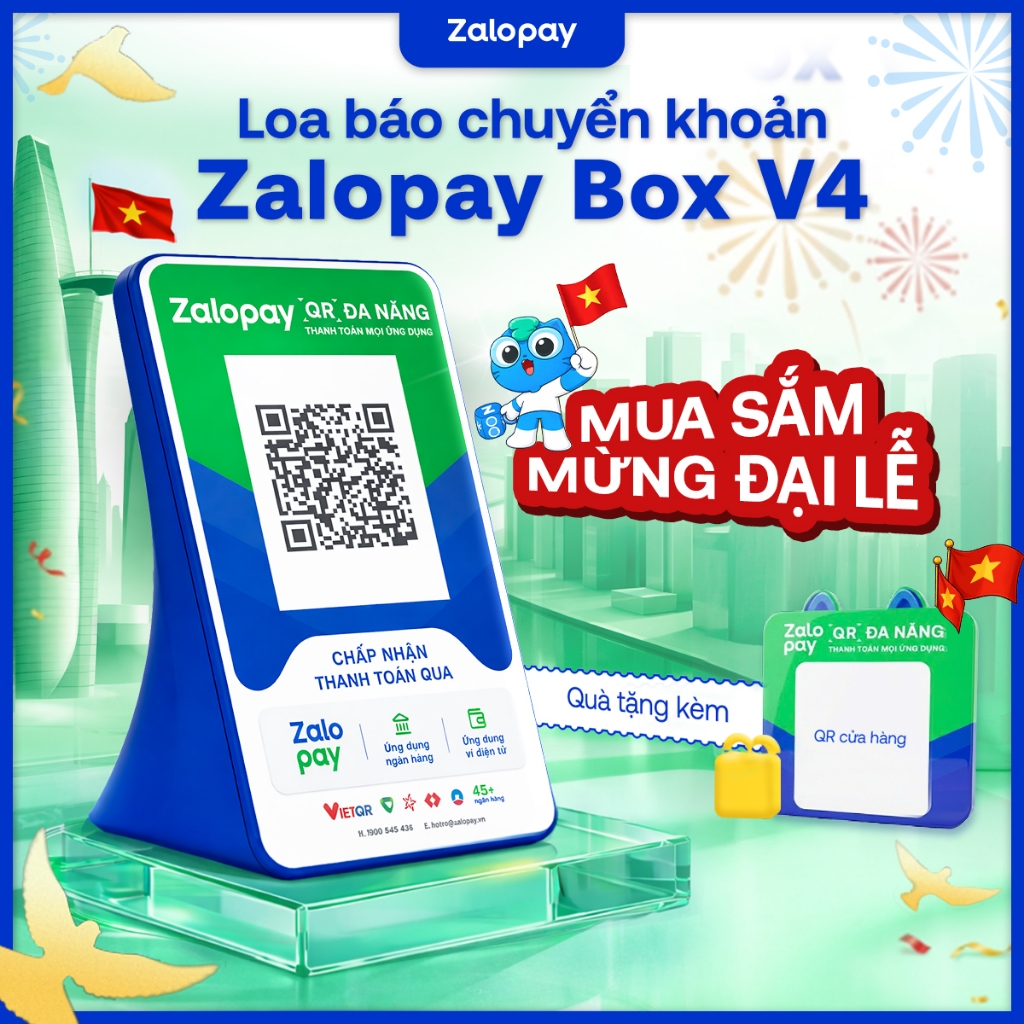 [Chính Hãng] Loa Thông Báo Chuyển Khoản - Zalopay Box V4 Bản Ưu Việt Sinh Lời Tự Động - Tặng Sim 4G