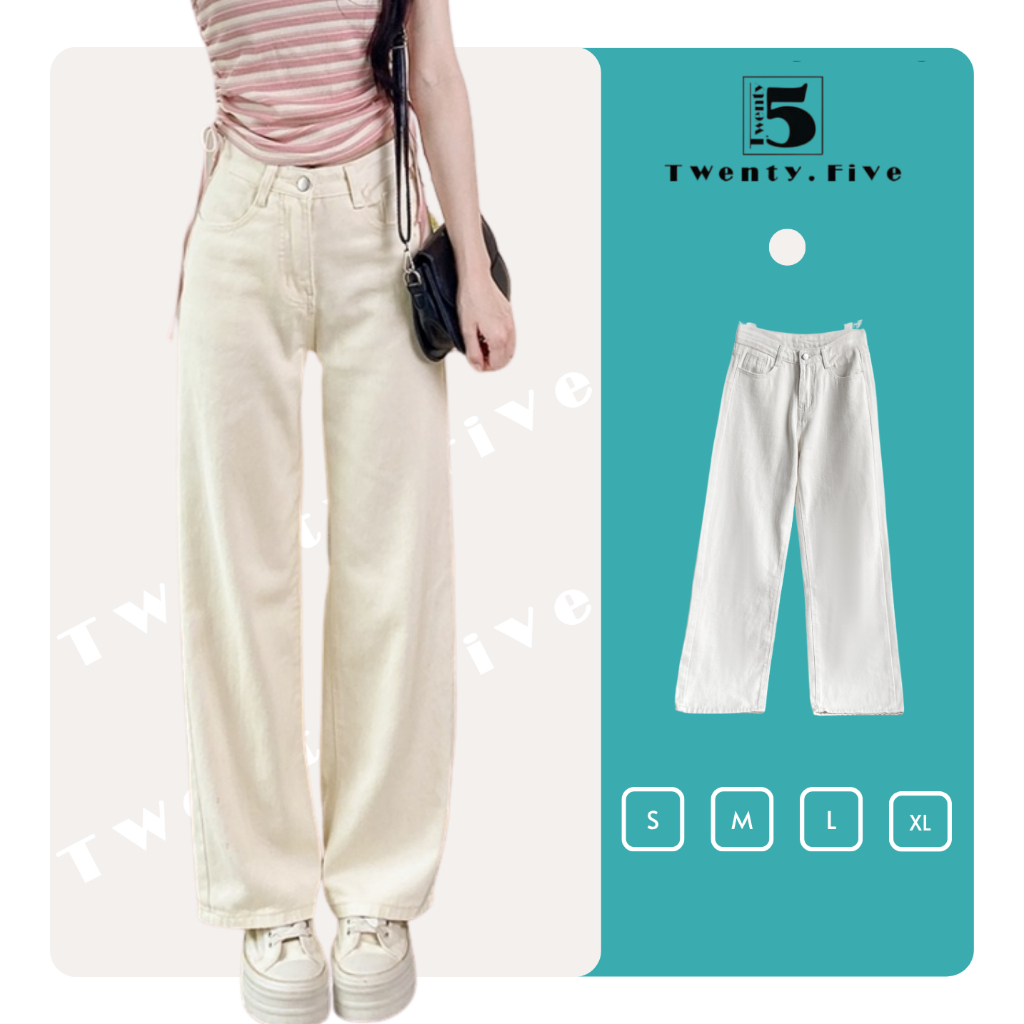 Quần Jeans Nữ Dáng Suông Cạp Cao Có Túi Twentyfive Fashion - 5776