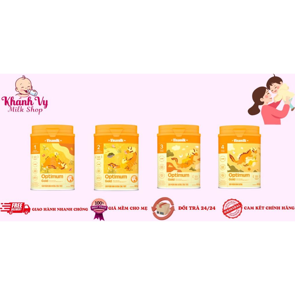 Sữa Combo 6 lon Optimum Gold 1, 2, 3, 4 800g (Dưỡng Chất Quý Hiếm Trong Sữa Mẹ - Hỗ Trợ Miễn Dịch)