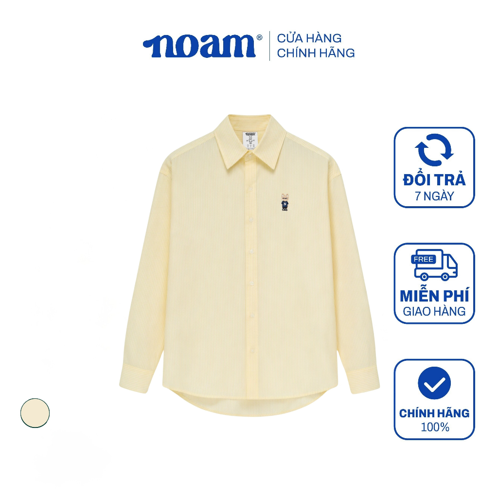 Áo Sơ Mi Dài Tay Form Rộng NOAM Nafox Oxford – Pale Yellow Fine Stripe