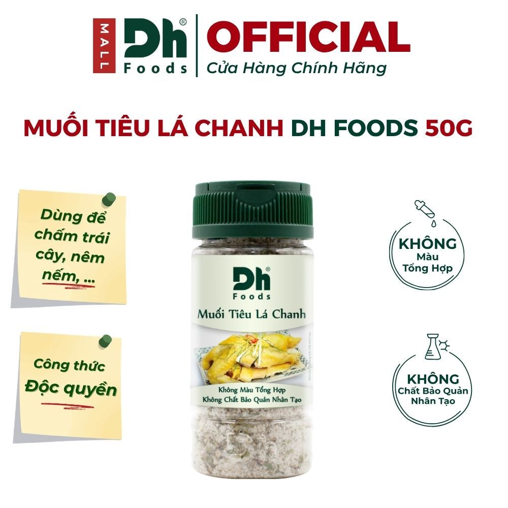 Muối Tiêu Lá Chanh 50g Dh Foods - Muối Chấm Hải Sản, Muối Chấm Gà Luộc, Muối Chấm Hoa Quả Thơm Ngon 