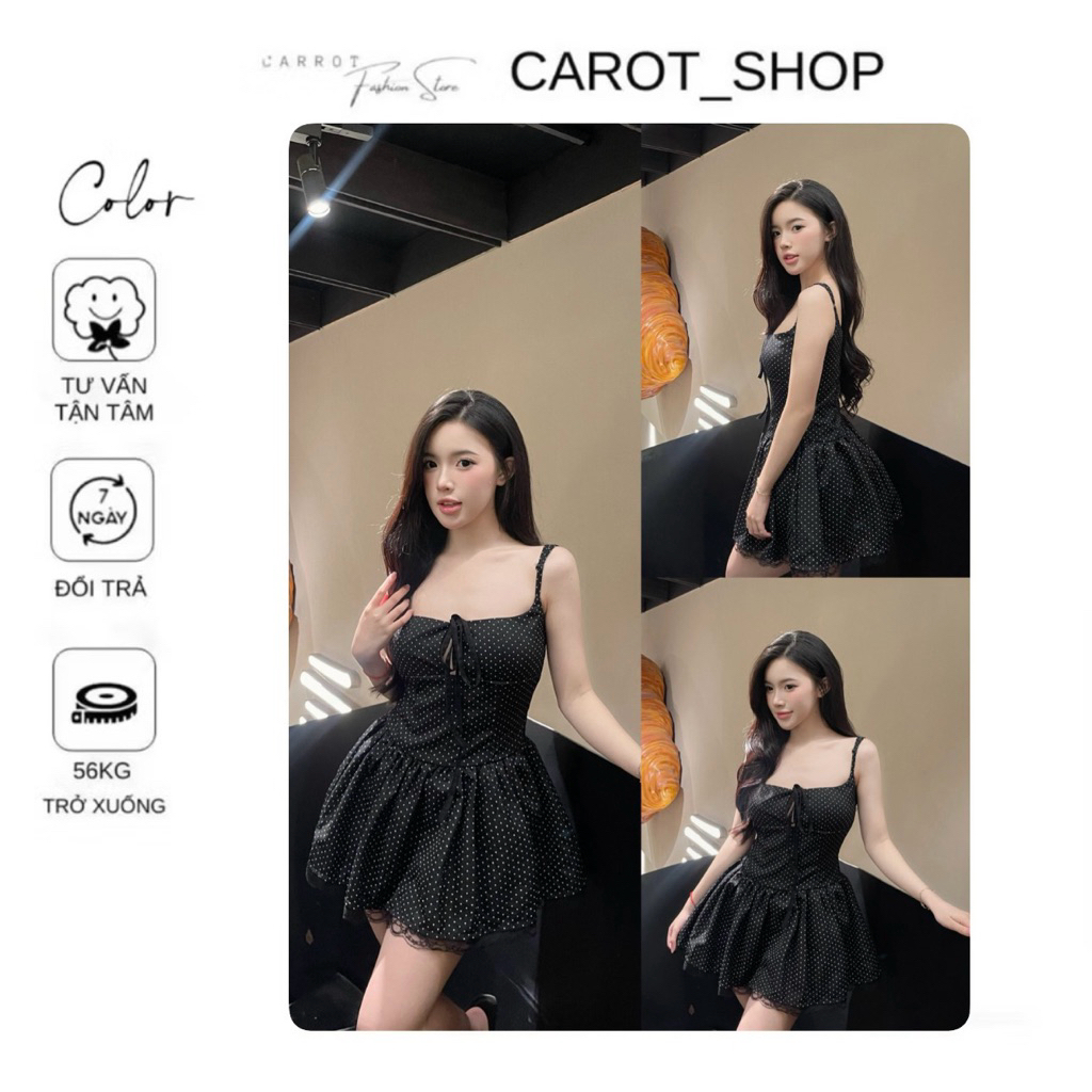 ( 𝐁𝐈𝐆𝐒𝐈𝐙𝐄 𝐒 => 𝐗𝐋 ) 𝐕𝐍𝟖𝟕  Váy “𝟐𝐒 𝐜𝐡𝐚̂́𝐦 𝐛𝐢“ mùa hè thắt dây tôn v1 phù hợp đi biển, dạo phố by CarrotShop