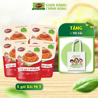 Combo 5 gói Xốt Mì Ý Bò Bằm Barona 120g Tặng 1 túi vải