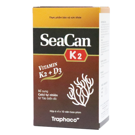 Seacan K2 - Bổ sung Calci tự nhiên từ Tảo biển đỏ cho cơ thể và giúp xương, răng chắc khỏe (60 viên)