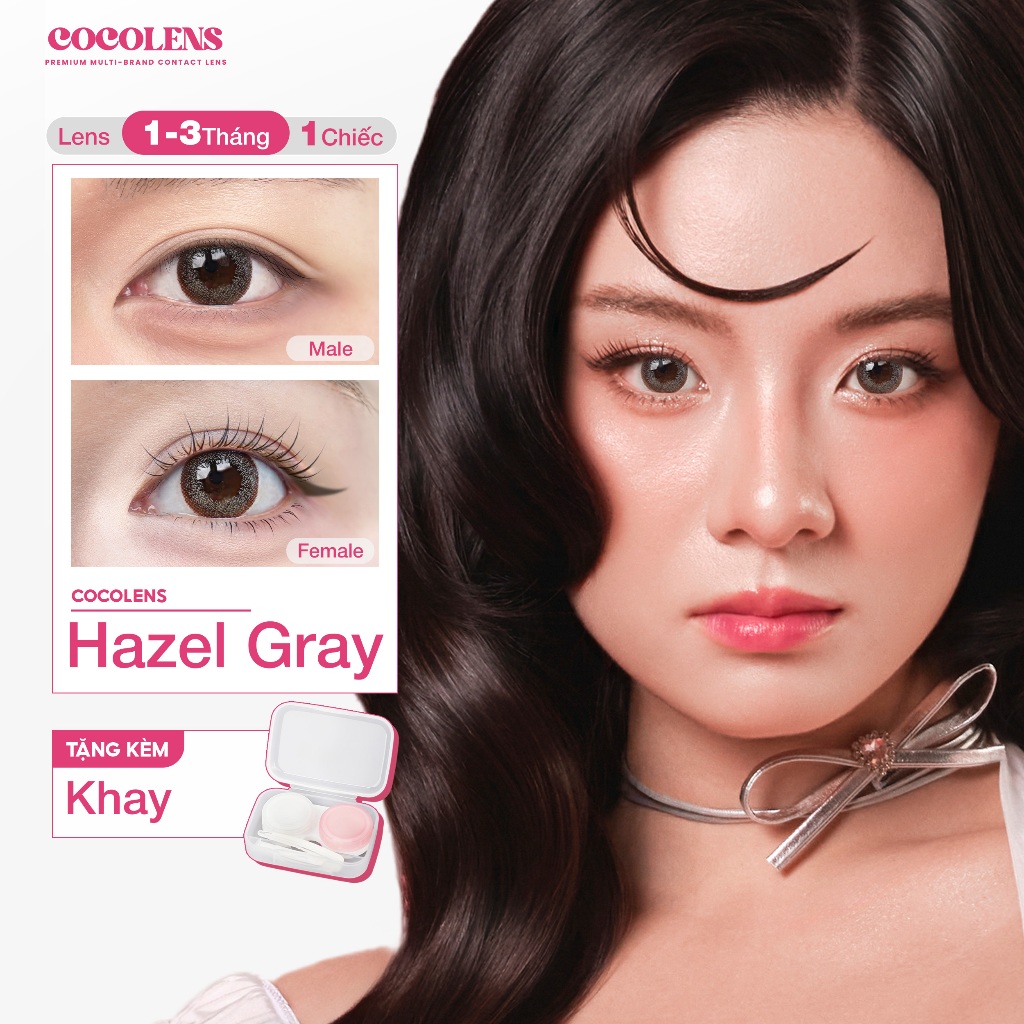 Kính áp tròng 1-3 Tháng COCOLENS HAZEL GRAY Màu Xám Hazel - Lens Màu Tự Nhiên Hàn Quốc, Độ Cận 0.00 