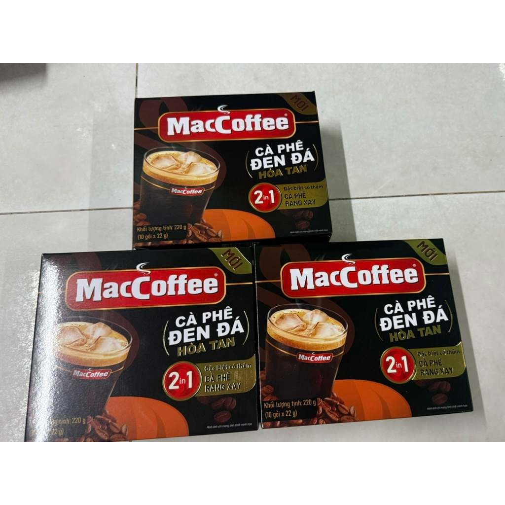 1 THÙNG 60 HỘP CÀ PHÊ MACCOFFEE ĐEN ĐÁ - TỔNG 600 GÓI CÀ PHÊ