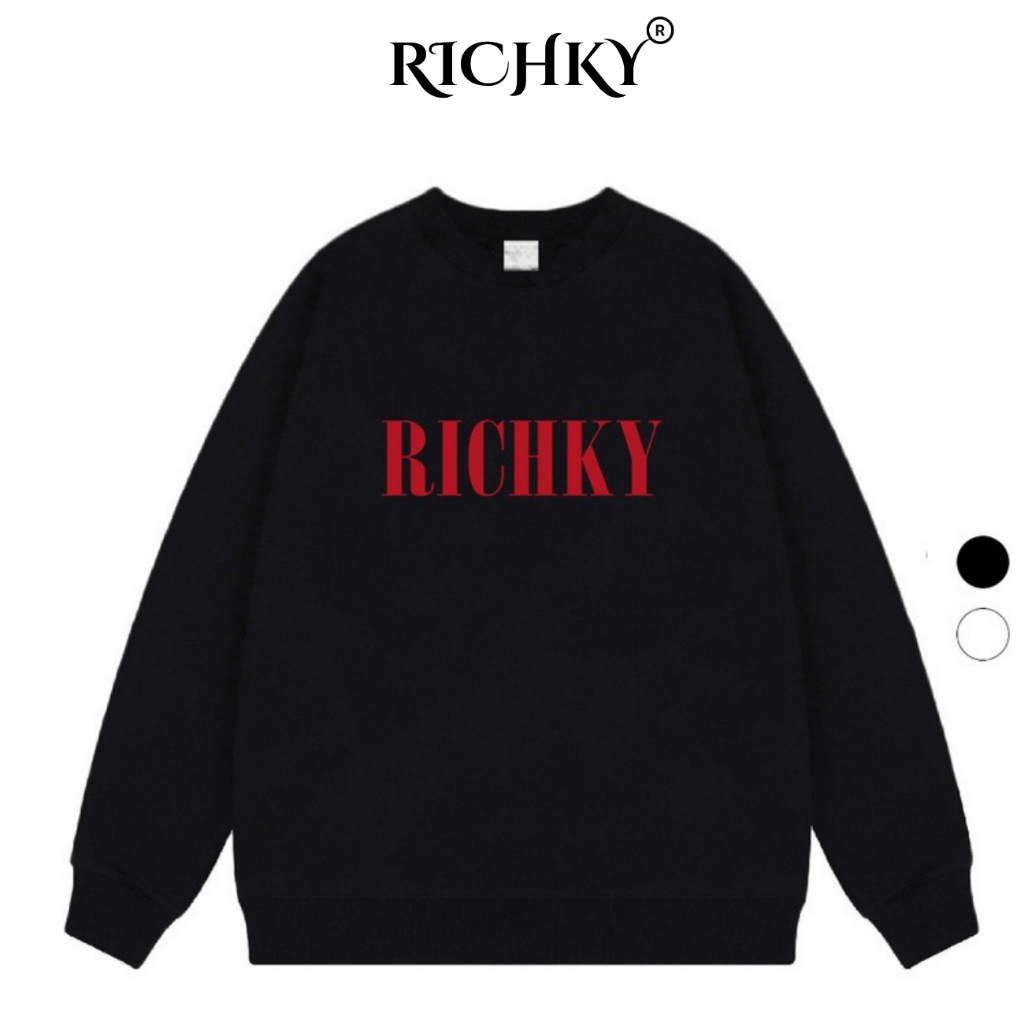 Áo Sweater Richky Luxury Premium Nỉ Premium Tee Richky Logo Red Basic Streetwear Unisex