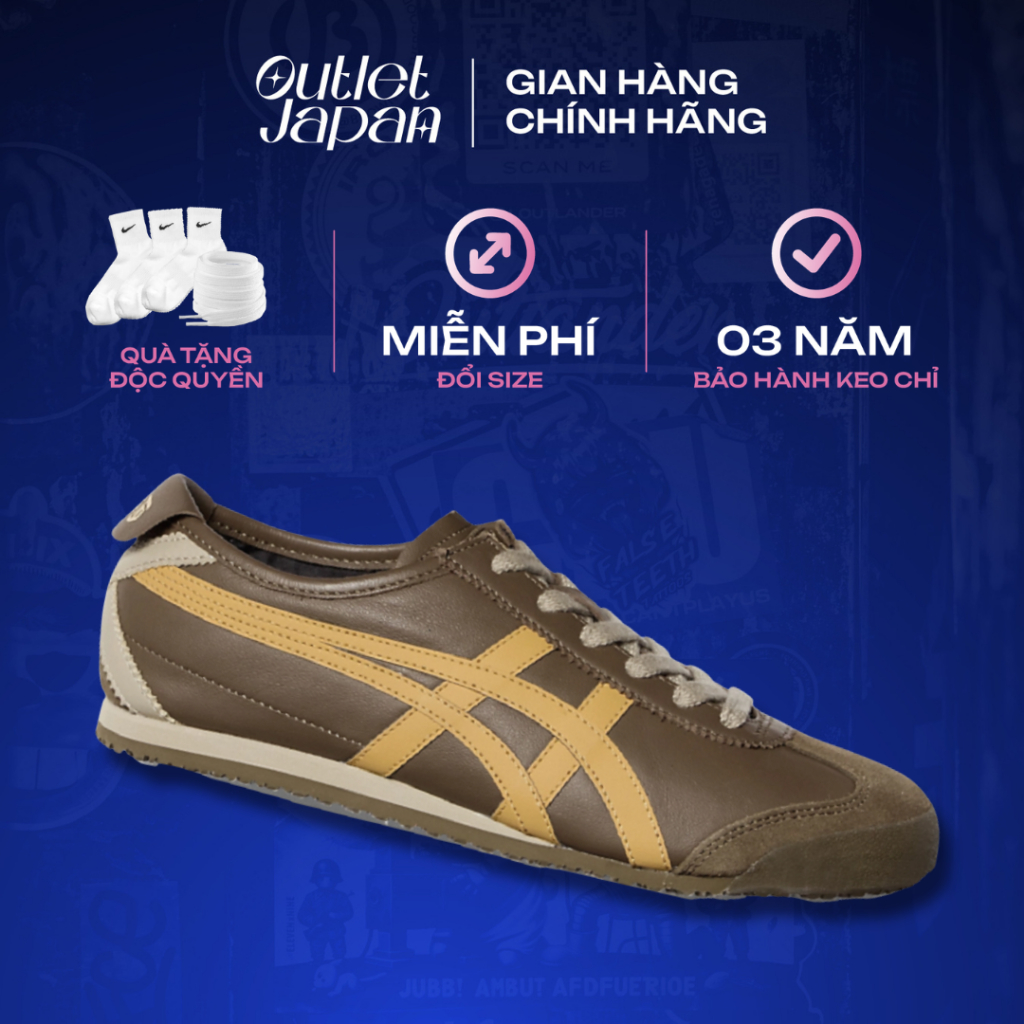 Giày Onitsuka Tiger chính hãng, Onitsuka Tiger Mexico 66 CLAY CANYON CREAM real fullbox, bảo hành 03