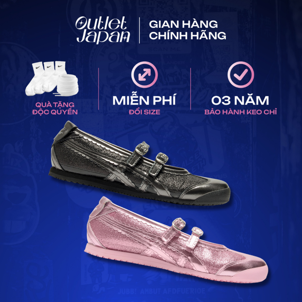 Giày Onitsuka Tiger TGRS Ballet Gliter chính hãng, Onitsuka Tiger real fullbox bảo hành 03 năm Japan