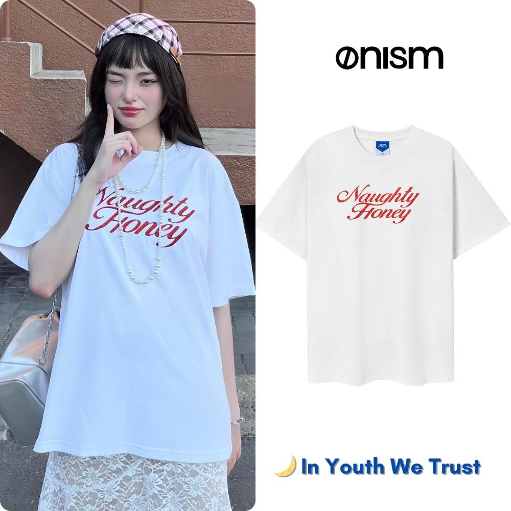 Áo thun unisex  Onism Stu Naughty Honey - cotton 240gsm in kim tuyến áo phông trắng basic nam nữ
