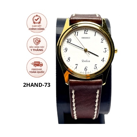 Đồng hồ Seiko Dolce siêu mỏng mặt trắng dây da, máy pin chính hãng nhật bản, độ mới cao
