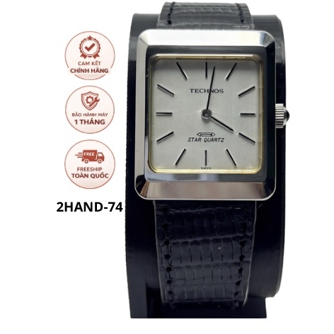 Đồng hồ Technos Star máy pin, mặt vuông, dây da, chính hãng thụy sĩ, độ mới cao