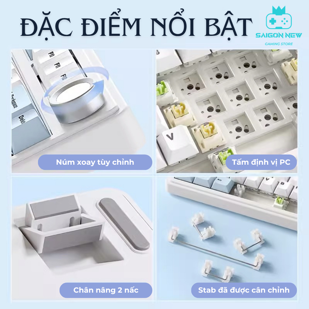 Bàn phím cơ có dây Aula F75 kết nối dây- Hỗ trợ hotswap mạch 5pin - Có núm xoay tiện lợi | BigBuy360 - bigbuy360.vn