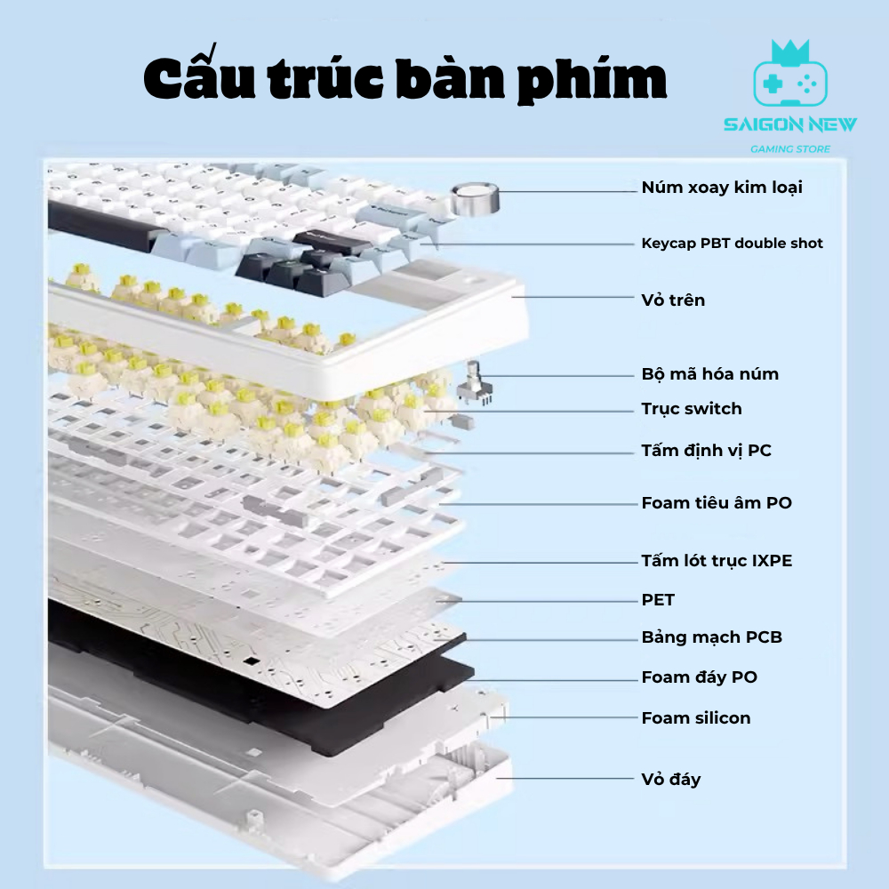 Bàn phím cơ có dây Aula F75 kết nối dây- Hỗ trợ hotswap mạch 5pin - Có núm xoay tiện lợi | BigBuy360 - bigbuy360.vn
