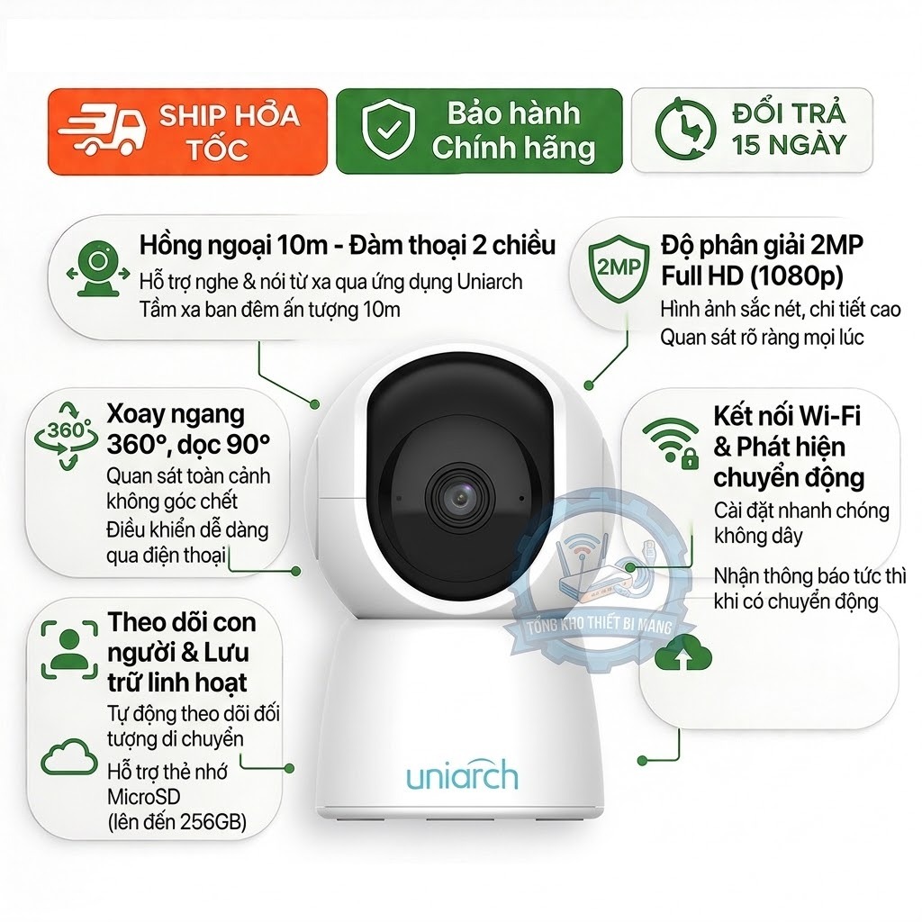 Camera Uniarch Uho-S2E 2MP Full HD Giám Sát Trong Nhà Hồng Ngoại Giá Rẻ