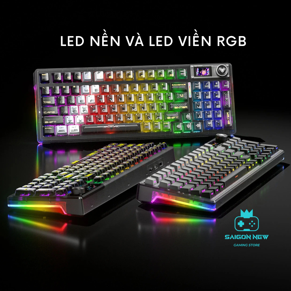 Bàn phím cơ không dây AULA F98 PRO v3 - Bàn phím cơ có màn hình tùy chỉnh, 3 mode kết nối | BigBuy360 - bigbuy360.vn