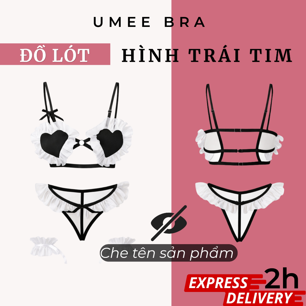 [CHE TÊN] Set đồ lót nữ gợi cảm UMEE BRA Gồm áo ngực + chip + cặp vòng tay, có dây điều chỉnh vòng 1