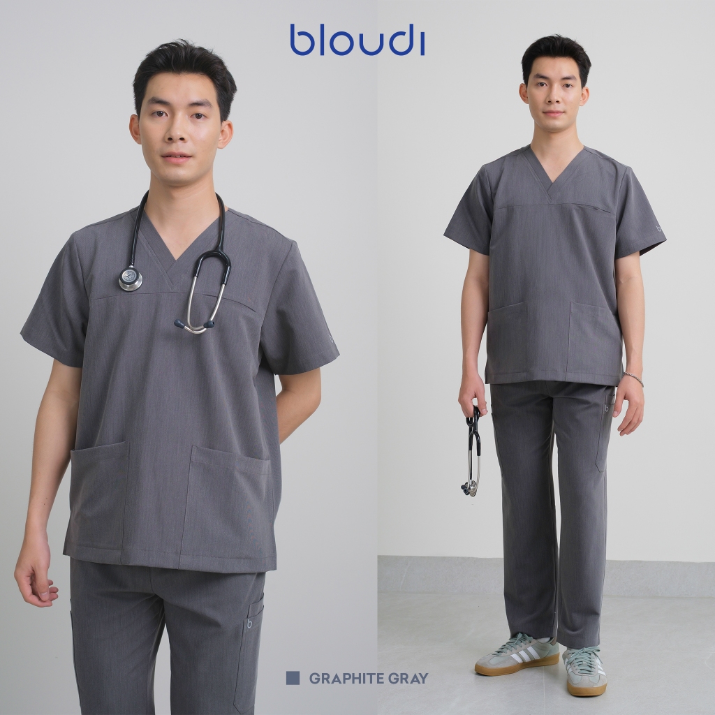 Bộ Scrubs Bác Sĩ Nam Thời Trang Bloudi Plus Nam Cotton Cao Cấp, đồng phục phòng khám, bệnh viện