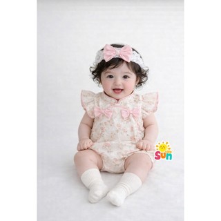 TẶNG TURBAN Body Chip Cổ Tàu Cho Bé Gái Sơ Sinh Đầy Tháng Thôi Nôi Đến 10kg, Vải Xô BOIL HOA mềm mát / Hoa Boil Cổ Tàu