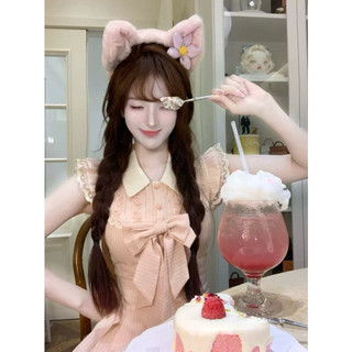 [Sẵn Hàng QC Loại 1] Váy Ulzzang Tiểu Thư Hồng Kẻ Ulzzang - Kèm video