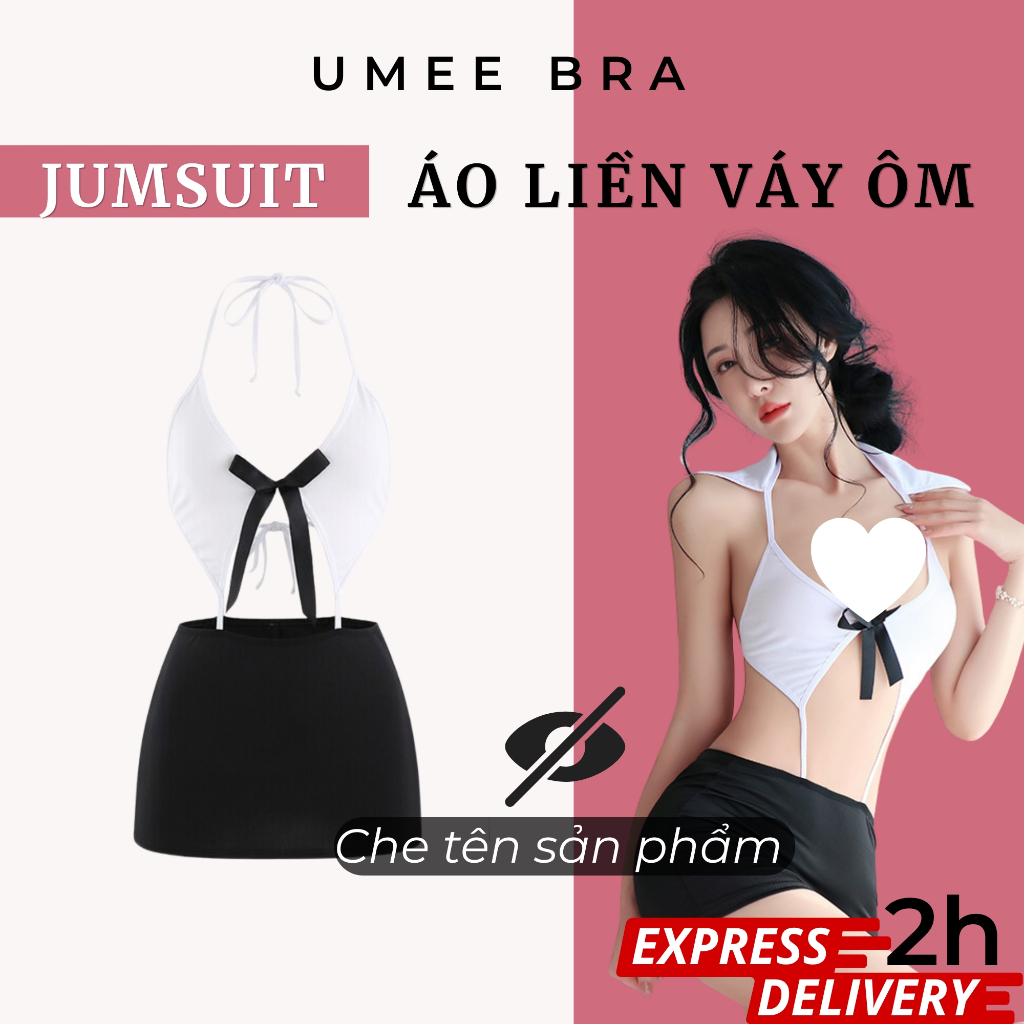 DN104 Set Áo liền váy ngủ cut out táo bạo UMEE BRA Jumsuit ngủ cho nàng quyến rũ, tặng kèm chip