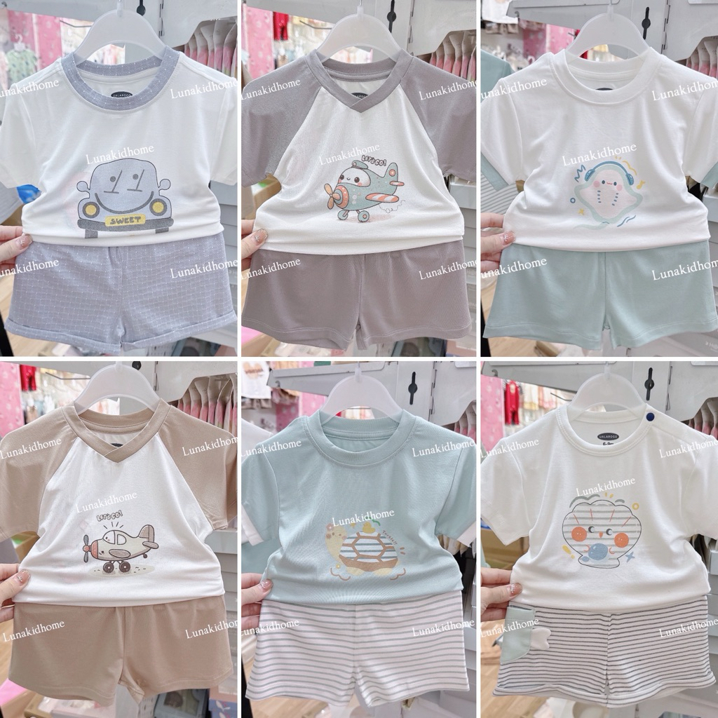 [Ualarogo]-Bộ cộc tay cài vai sợi tre, peptit (6-9m đến 48m)