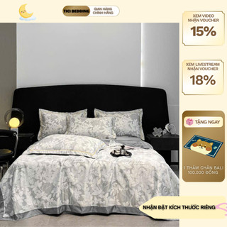 Bộ chăn ga gối lụa thái 6D 4 món chăn trần bông nhập khẩu hàng loại 1 - Ticibedding