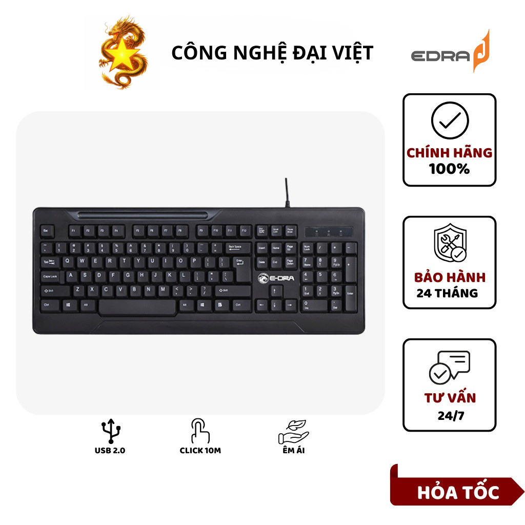 [BH 24 THÁNG] Bàn phím văn phòng E-DRA EK501/ EK508 bàn phím chơi game 104 phím, Switch Life 10M